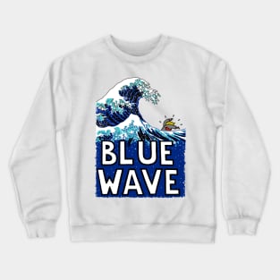 Blue Wave (After Hokusai) (With Text) Crewneck Sweatshirt